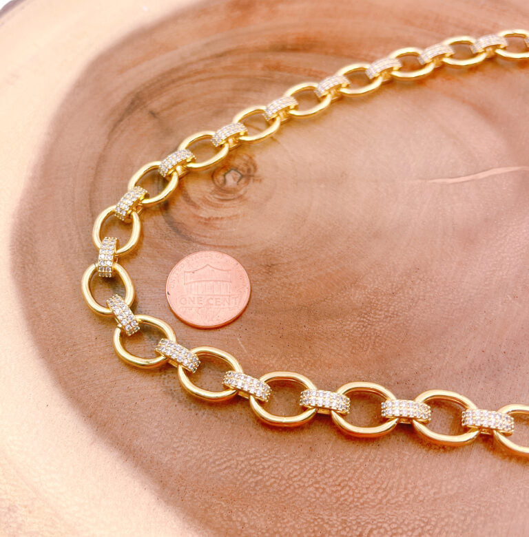 24K Gold Filled Fancy Texture Rolo Cable Linked Chain by Yard, Wholesale Roll Chain, CH172