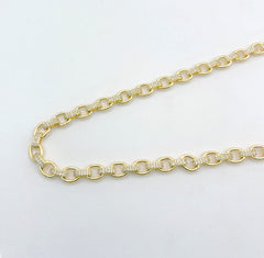 24K Gold Filled Fancy Texture Rolo Cable Linked Chain by Yard, Wholesale Roll Chain, CH172