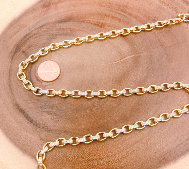 24K Gold Filled Fancy Texture Rolo Cable Linked Chain by Yard, Wholesale Roll Chain, CH172