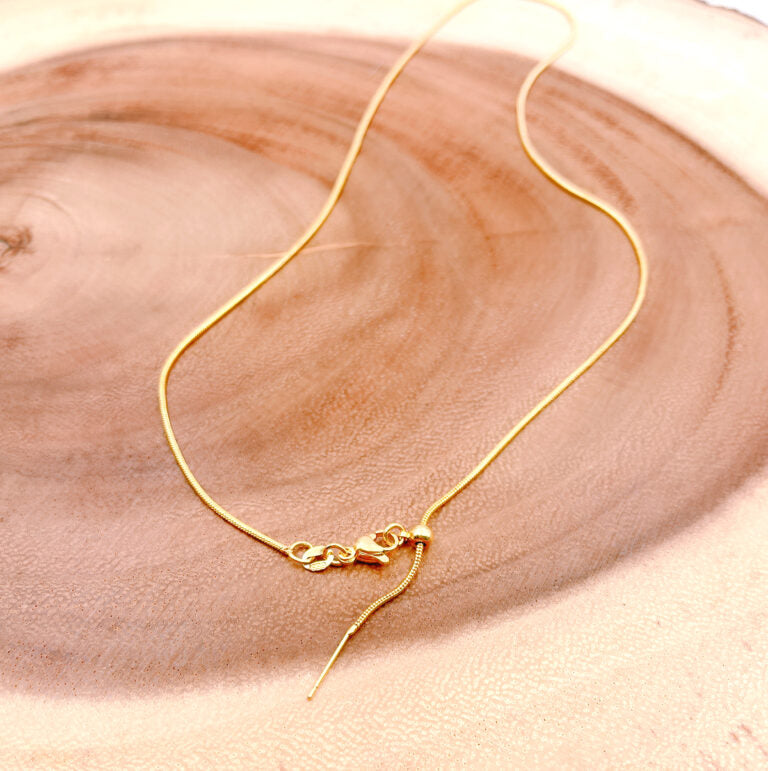 24K Gold Filled Snake Chain Necklace, 18″ Adjustable Dainty Gold Snake Chain Layering Necklace for Pendant Charm Necklace Making, CH175