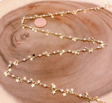 18K Gold Filled Star White Pearl Chain by Yard, Gold Star Chain for Necklace Bracelet Anklet Component Supply, CH194