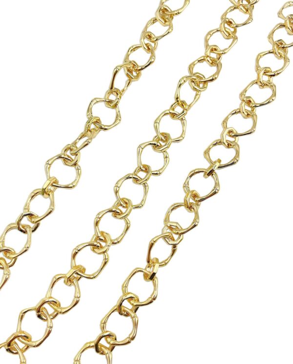 18K Gold Filled Bamboo Ring Link Chain by Yard, Cable Rolo Chain, Wholesale bulk Roll Chain for Bracelet, Necklaces Jewelry Making, CH259