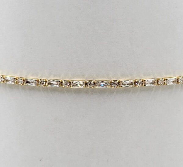 18K Gold Filled Diamond CZ Baguette Necklace, Ready to Wear Gold Filled Baguette & Round Cut CZ Necklace, Minimalist Valentines Gift, 18 inches, CH262