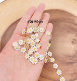 18K Gold Filled 10mm Flower Chain by Foot, Daisy Flower Enamel Chain by Yard, Jewelry Supplies, Craft Supplies, Do it Yourself Jewelry, CH269