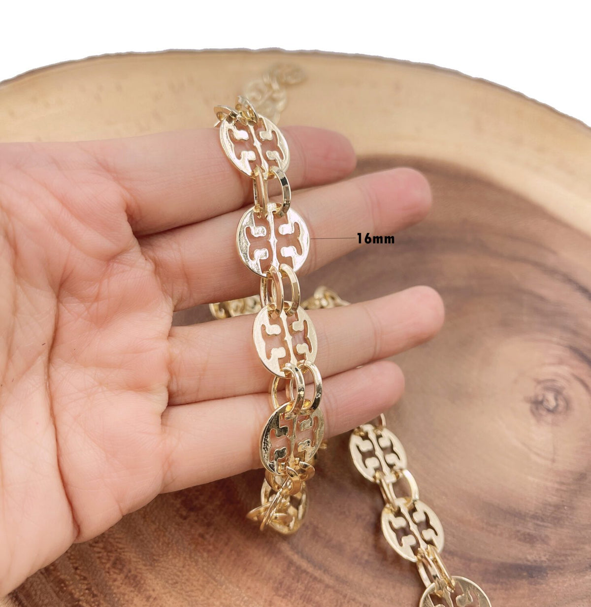 18K Gold Filled Clover Chain by Yard, Cross Chain by Foot, Embossed Chain, Wholesale Bulk Roll Chain for Jewelry Making, CH280