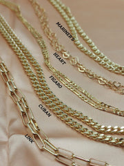 18K Gold Filled Ready to Use Mariner’s Chain, Cuban Chain, Heart Chain, Figaro Chain, Wholesale Chain for Jewelry Making, 18″, CH291