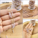 18K Gold Filled White & pink Pearl Chain, Paper Clip Link Chain by Foot, Wholesale Bulk Roll Chain for Bracelet Necklace Jewelry Making, CH305