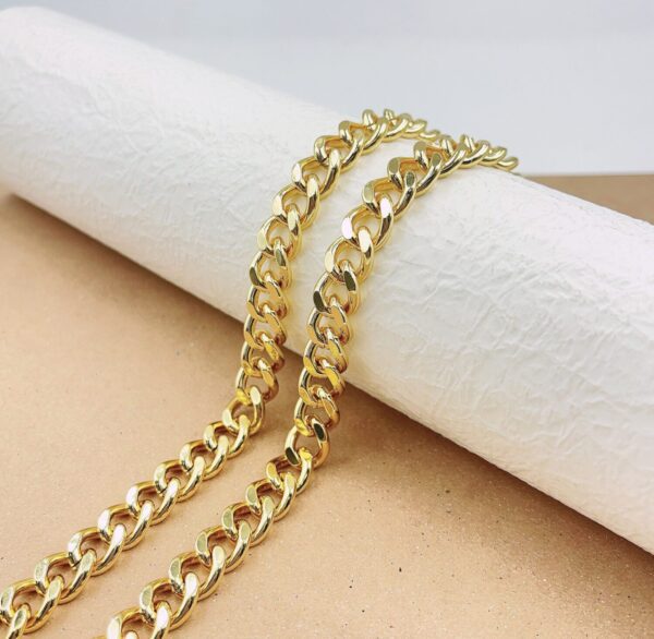 18K Gold Filled Cuban Curb Link Chain by Yard, Heavy Thick 3mm Curb Chain by Foot, Unfinished Curb Chain for DIY Jewelry Making, 10MM, CH311