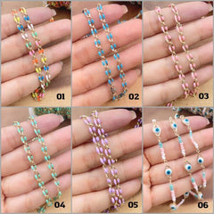 18K Gold Filled Dainty Multi color Enamel Rolo Cable Paperclip Chain by Yard, Link Cable Thick Elongate Chain, Wholesale bulk Roll Chain Jewelry, CH315