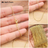 18K Gold Filled Ball Bead Chain, Box Chain, Rolo Cable Chain, Layering Chain, Wholesale Bulk Roll Chain for Jewelry Making, 18″, CH317