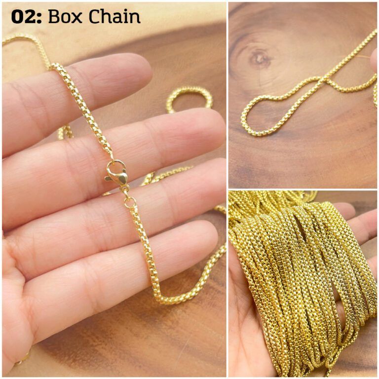 18K Gold Filled Box Chain, Rolo Cable Chain, Layering Chain, Wholesale Bulk Roll Chain for Jewelry Making, 18″, CH317A