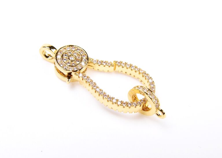 18K Gold Filled Brilliant Pave Cubic Zirconia Lobster Clasp Large Size, CL203