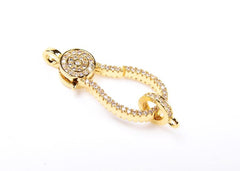 18K Gold Filled Brilliant Pave Cubic Zirconia Lobster Clasp Large Size, CL203