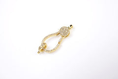 18K Gold Filled Brilliant Pave Cubic Zirconia Lobster Clasp Large Size, CL203