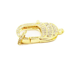 14K Gold Filled Lobster Clasp, CZ Clear Micro Pave Lobster End Clasp, Cubic Clasp Enhancer, DIY, Jewelry Making Supply 29x12mm, CL204