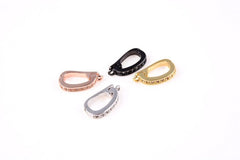 14K Gold Filled Cubic Zirconia Micro Pave CZ Clasps, Silver/Rose Gold/Black Pave CZ Removable Bail, Pave Bail Clasp,1/10pcs, 7x14mm|CL207