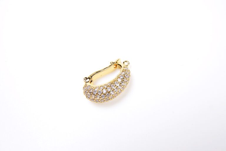 24K Gold Filled Cubic Zirconia Clasp, Micro Pave Clasp, Removable Pendant Bail Clasp, Necklace Enhancer, Removable Charm, DIY, Jewelry Making, 21x13mm, CL209