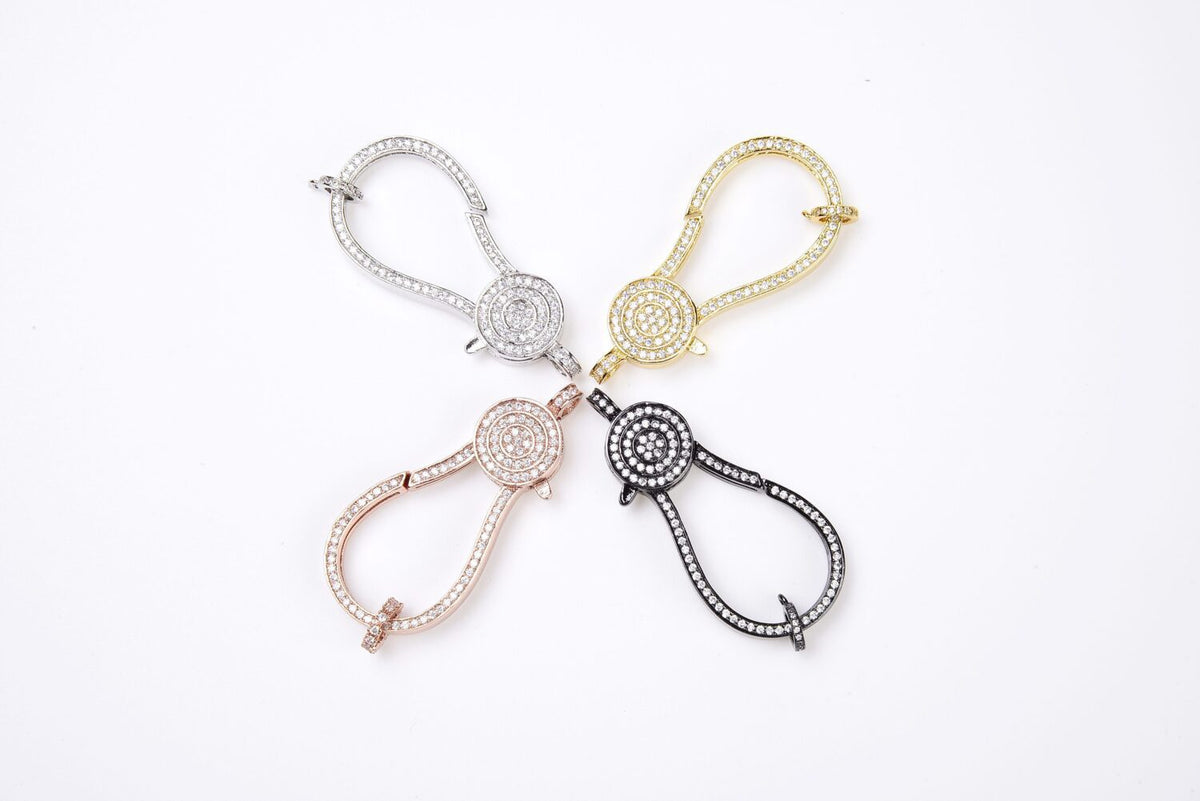 24K Gold Filled Large Clasp, 925 Clasp, Steel Clasp, Sterling Lobster, Heart Clasp, Cz Micro Pave, Micro Pave Cz, DIY, Jewelry Making, 56x23mm, CL215