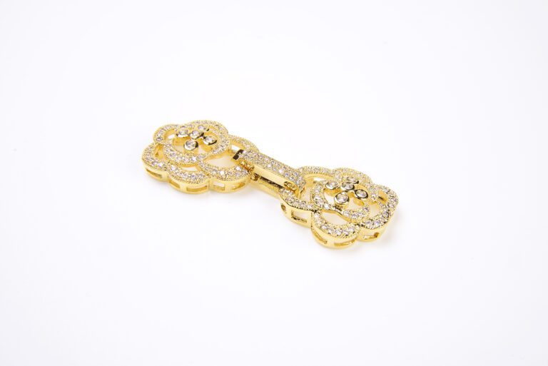 24K Gold Filled Flower Clasp, Connector Clasp, Large Clasp, Rhinestone Clasp, Flower Clasps, Box Clasp, Gold Plated Clasp, DIY, 50x19mm, CL220