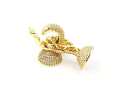 24K Gold Filled Large Lobster Clasp, CZ Micro Pave Lobster Clasp, Cubic Zirconia, Rhinestone Pave CZ Clasps, Pave Lobster Clasps, Enhancer,42x17mm| CL232