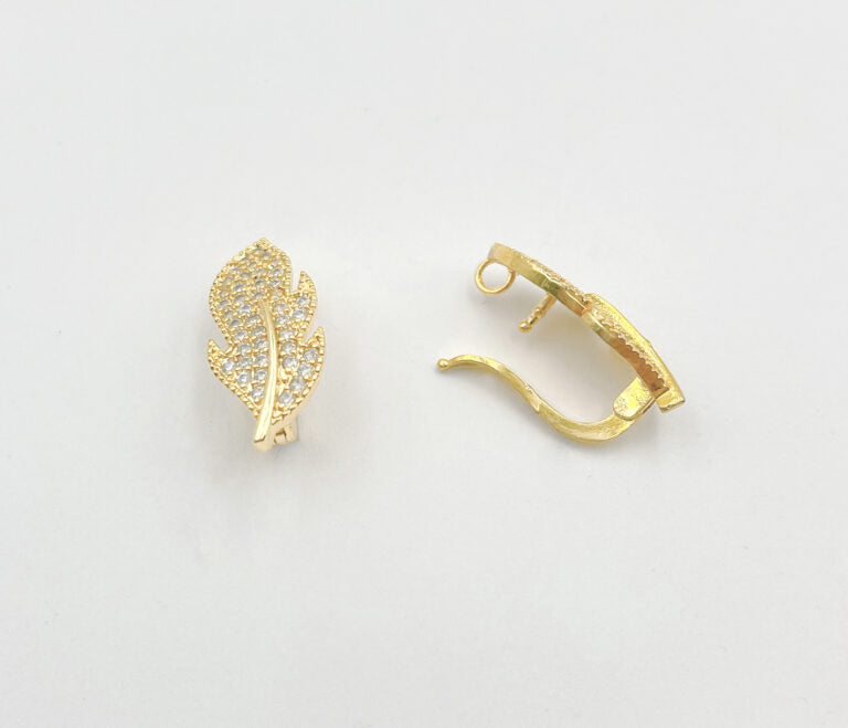 18K Gold Filled Pendant Bail Leaf CZ Clasp, Removable Pendant Bail Clasp, Necklace Enhancer, Removable Charm, Bracelet Clasp, 25x11mm, CL237