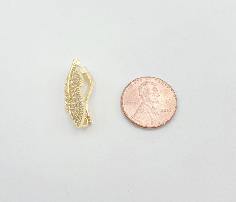 18K Gold Filled Pendant Bail Leaf CZ Clasp, Removable Pendant Bail Clasp, Necklace Enhancer, Removable Charm, Bracelet Clasp, 25x11mm, CL237
