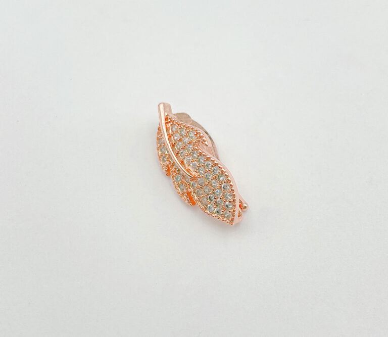 18K Gold Filled Pendant Bail Leaf CZ Clasp, Removable Pendant Bail Clasp, Necklace Enhancer, Removable Charm, Bracelet Clasp, 25x11mm, CL237