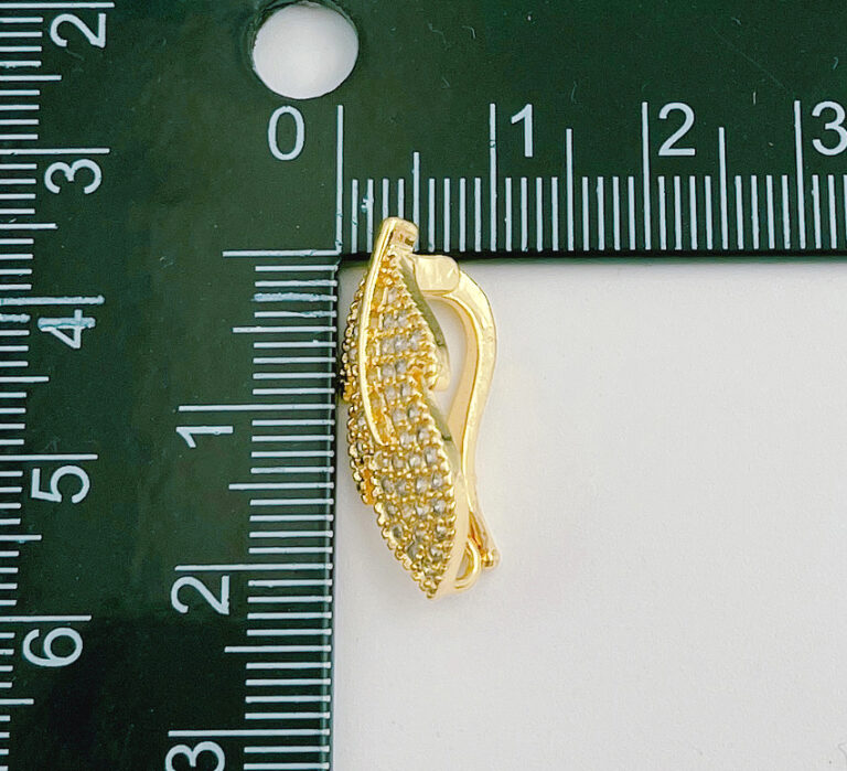18K Gold Filled Pendant Bail Leaf CZ Clasp, Removable Pendant Bail Clasp, Necklace Enhancer, Removable Charm, Bracelet Clasp, 25x11mm, CL237