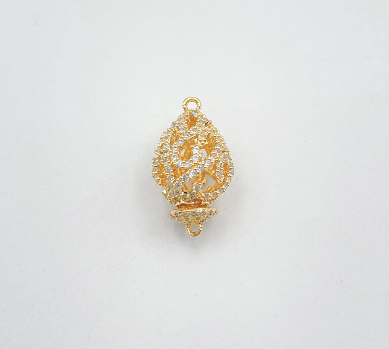 18K Gold Filled Teardrop Shape Screw Clasp, Connector Clasp, Screw Lock Clasp for Necklace Bracelet Jewelry Making Supply, 23x13mm, CL238