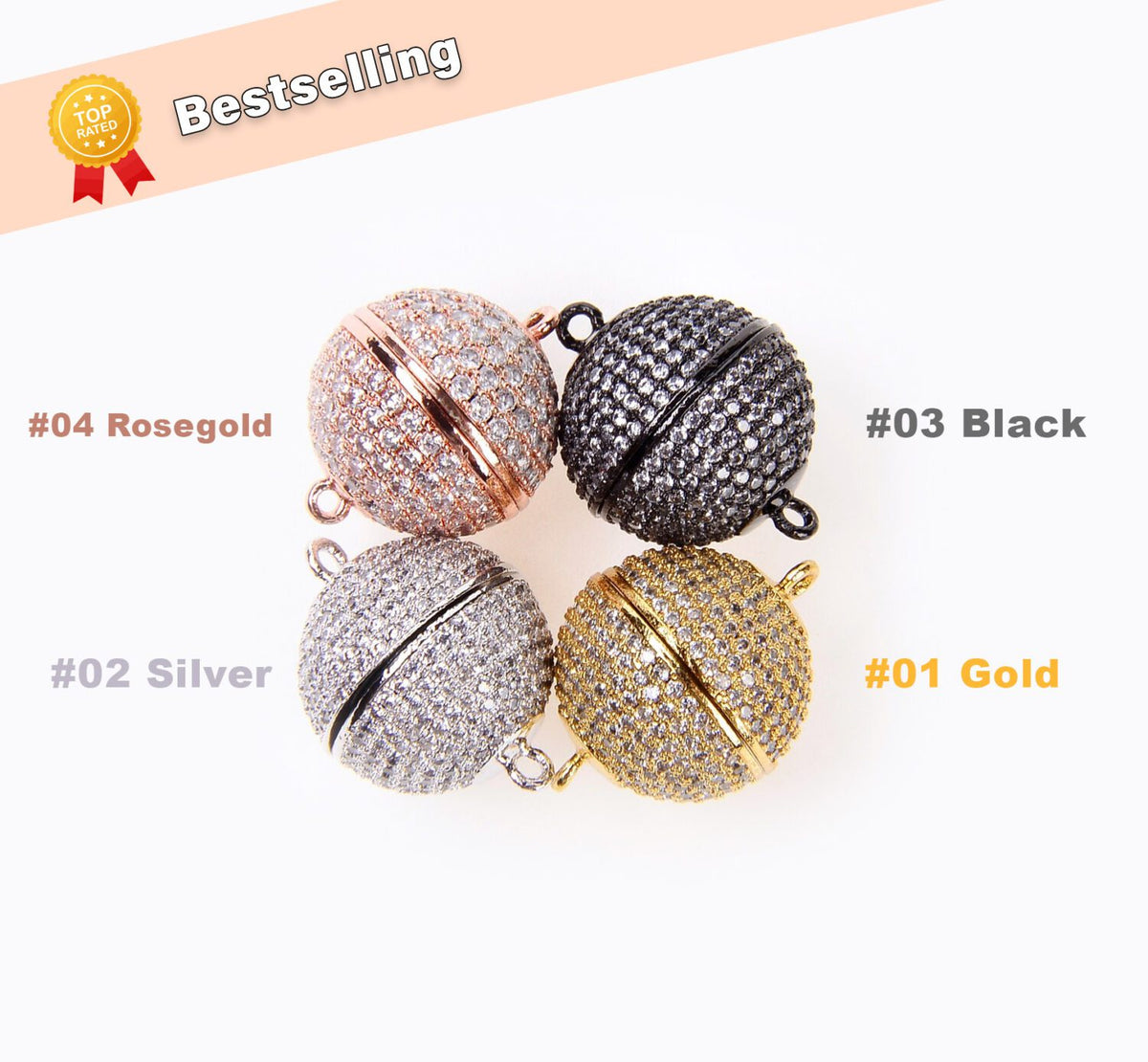 18K Gold FilleD Magnetic Clasps, 8mm, CL248