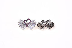 24K Gold Filled Winged Heart, Heart Wings, Angel Wing Necklace, Angel Wing Pendant, Heart Clasp, Crystal Pave, Micro Pave Charms, 31x18mm, CL280