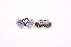 24K Gold Filled Winged Heart, Heart Wings, Angel Wing Necklace, Angel Wing Pendant, Heart Clasp, Crystal Pave, Micro Pave Charms, 31x18mm, CL280