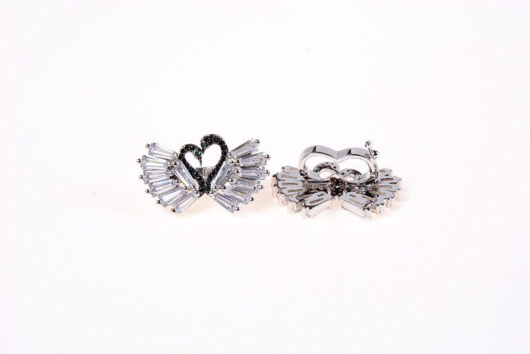 24K Gold Filled Winged Heart, Heart Wings, Angel Wing Necklace, Angel Wing Pendant, Heart Clasp, Crystal Pave, Micro Pave Charms, 31x18mm, CL280