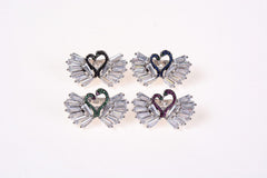 24K Gold Filled Winged Heart, Heart Wings, Angel Wing Necklace, Angel Wing Pendant, Heart Clasp, Crystal Pave, Micro Pave Charms, 31x18mm, CL280