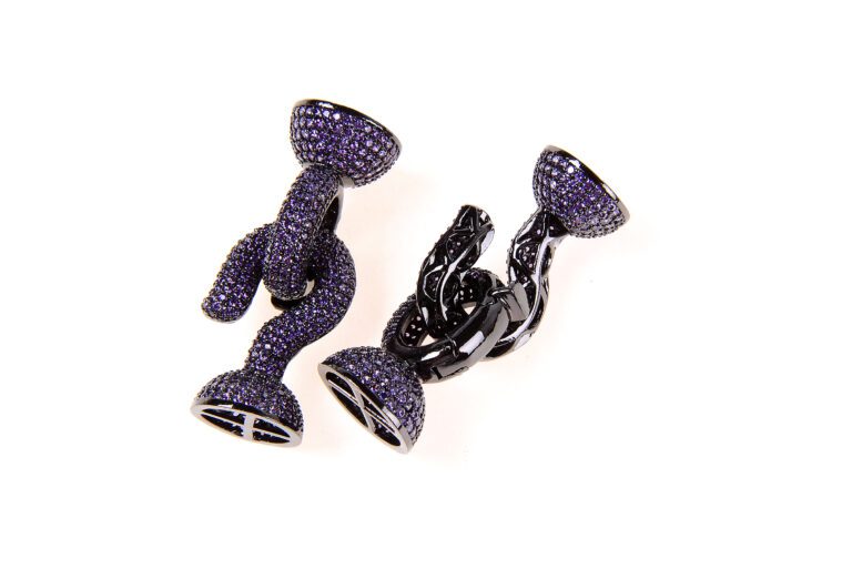24K Gold Filled Micro Pave Beads, Micro Pave Pendant, Copper Clasp, Micro Pave CZ, Clasp Buckle, Crystal Pave, Micro Pave Charms, 41x17mm, CL281