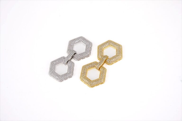 24K Gold Filled Large Clasp, Micro Pave CZ, Rhinestone Clasp, Copper Clasp, Double Pentagon Shaped, Crystal Pave, Micro Pave Charms, 43x23mm, CL283