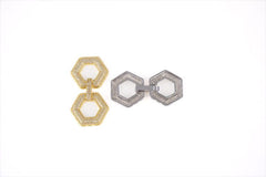 24K Gold Filled Large Clasp, Micro Pave CZ, Rhinestone Clasp, Copper Clasp, Double Pentagon Shaped, Crystal Pave, Micro Pave Charms, 43x23mm, CL283