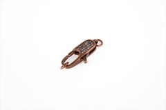 Large Clasp, Micro Pave CZ, Rhinestone Clasp, Copper Clasp, Antique Silver Clasp, Box Clasp, Micro Pave Charms, 29x12mm, CL284