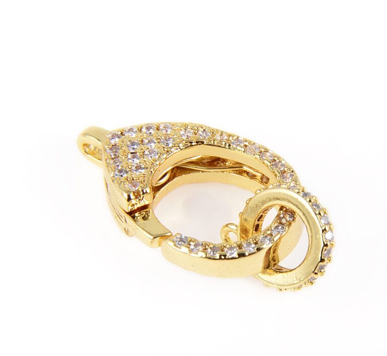 18K Gold Filled Lobster Claw Clasp, Cubic Zirconia Clear Micro Pave Lobster End Clasp, Cubic Clasp Enhancer, Jewelry Making Supply, 25x13mm, CL285