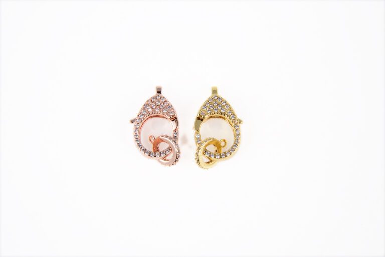 18K Gold Filled Lobster Claw Clasp, Cubic Zirconia Clear Micro Pave Lobster End Clasp, Cubic Clasp Enhancer, Jewelry Making Supply, 25x13mm, CL285