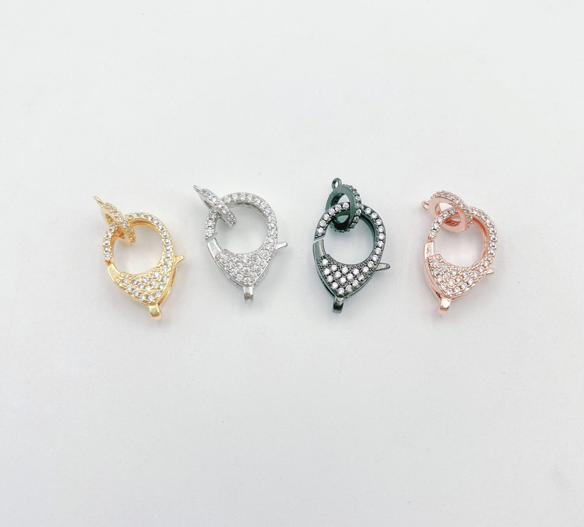 18K Gold Filled Lobster Claw Clasp, Cubic Zirconia Clear Micro Pave Lobster End Clasp, Cubic Clasp Enhancer, Jewelry Making Supply, 25x13mm, CL285
