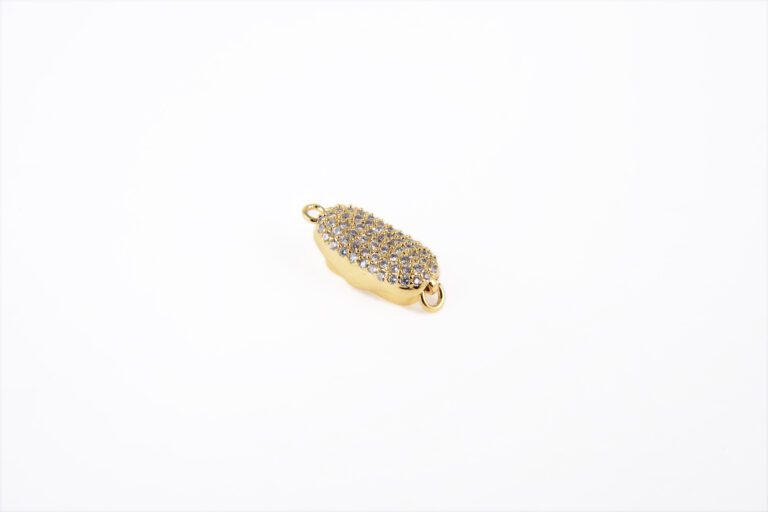 24K Gold Filled Micro Pave Cubic Zirconia, Rhinestone Clasp, CZ Micro Pave, Antique Silver Clasp, Coffee Bean, Micro Pave Charms, 21x9mm, CL286