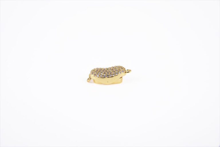 24K Gold Filled Micro Pave Cubic Zirconia, Rhinestone Clasp, CZ Micro Pave, Antique Silver Clasp, Coffee Bean, Micro Pave Charms, 21x9mm, CL286