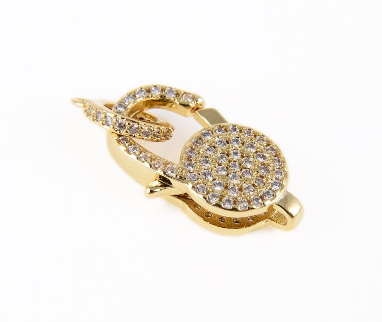 18K Gold Filled Cubic Zirconia Micro Pave, Lobster Claw Clasps, Gold Lobster Clasp, Crystal Pave, Micro Pave Charms, 24x11mm, CL289