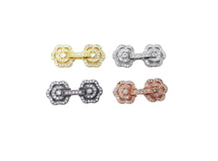 24K Gold Filled Cubic Zirconia Clear Micro Pave Floral Rose Clasp, Cubic Zirconia Flower Clasp, Floral Clasp, Gold, Silver, Black, Rose Gold, 30x10mm, CL290