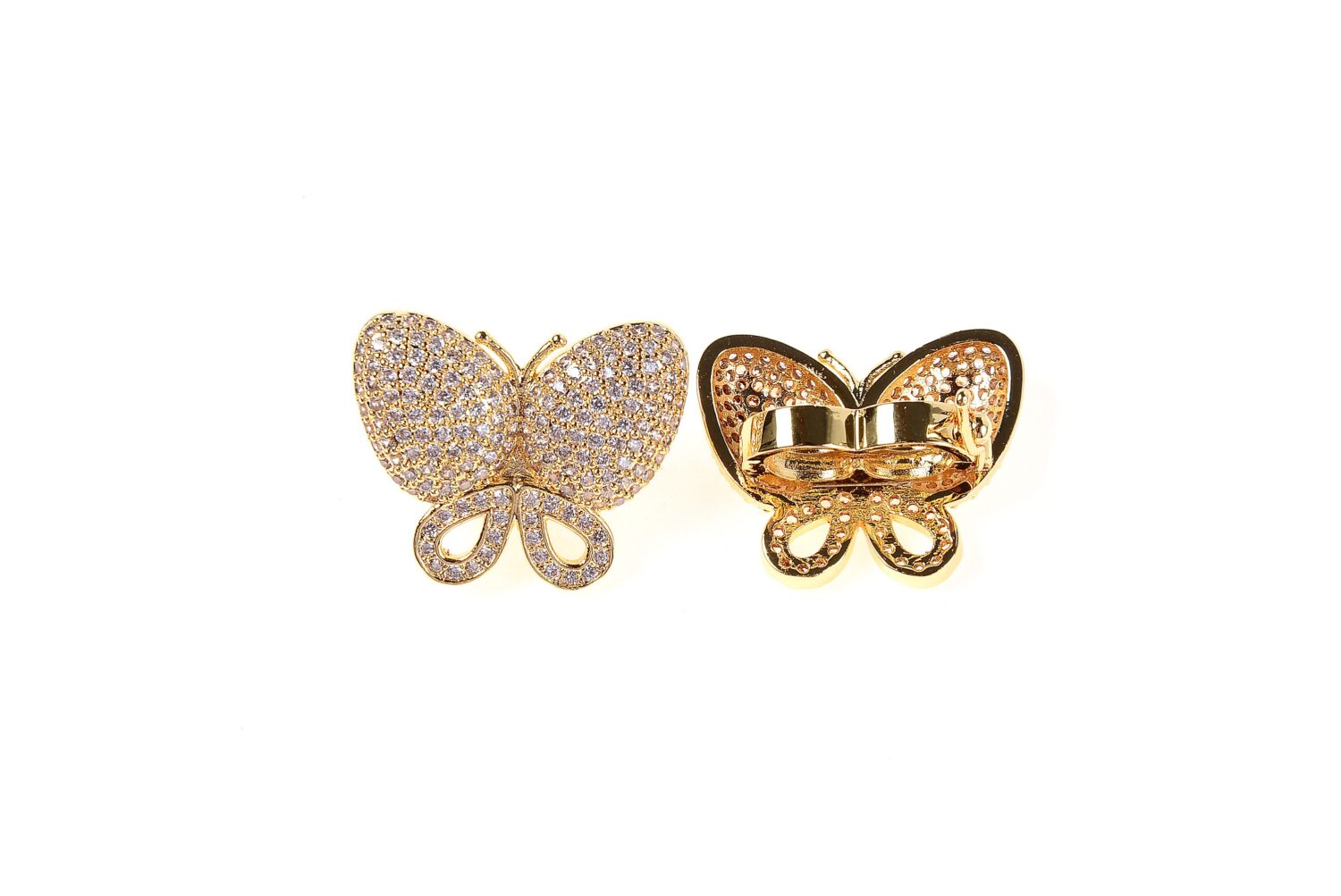 24K Gold Filled Butterfly Clasp, Lobster Claw Clasps, Copper Clasp, Buckle Clasp, Micro Pave Charms, 27x22mm, CL297