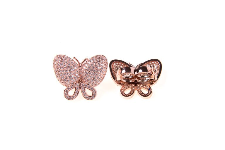 24K Gold Filled Butterfly Clasp, Lobster Claw Clasps, Copper Clasp, Buckle Clasp, Micro Pave Charms, 27x22mm, CL297