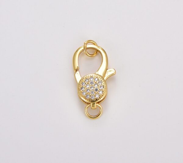 18K Gold Filled Lobster Clasp, Micro Pave CZ Lobster Claw Clasps with Open Jump Ring, Cubic Zirconia, Enhancer, Jewelry Closure, 15mm, CL300