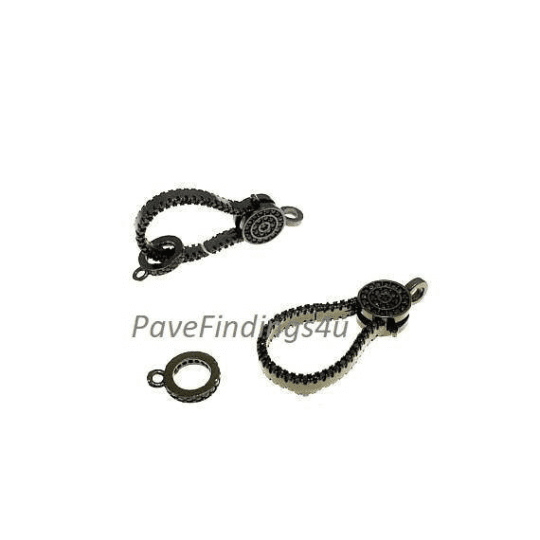 Black Lobster Clasp, Cubic Zirconia Pave,Micro Pave CZ Black Rhodium Lobster Claw Clasps with Bail,Fine Jewelry,1/2pcs, 29x13MM|CL323