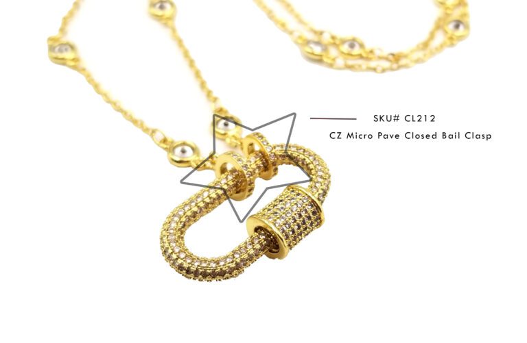 24K Gold Filled Oval Screw Clasp, Screw Clasp, Buckle Clasp, Pave Large Clasp, Interlocking Clasp, Pave Clasp, 26x14mm, CL331